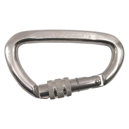 Carabiner, Screw-Lock, 110mm L, Aluminum Alloy, Silver