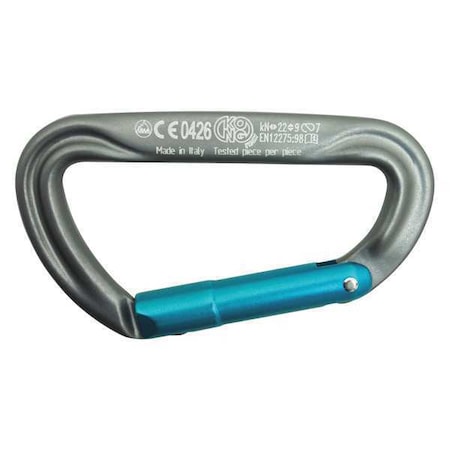 Carabiner, No Lock, 93mm L, Aluminum Alloy, Gray