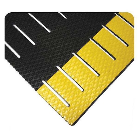 Kushion Walk Slot, Black/Yellow, 24 Ft. L X 2 Ft. W, PVC, Textured Drainage Slotted Surface Pattern