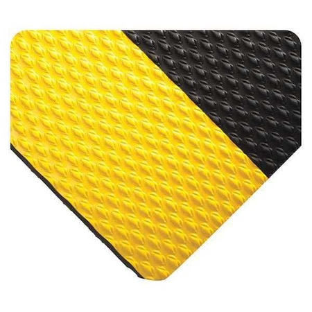 Kushion Walk Un-Slot, Black/Yellow, 13 Ft. L X 3 Ft. W, PVC, 3/8 Thick