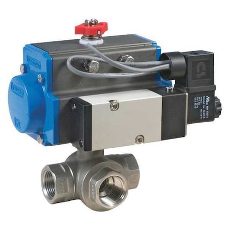 Pneumatic,Spring Return SS,3-Way,T Port