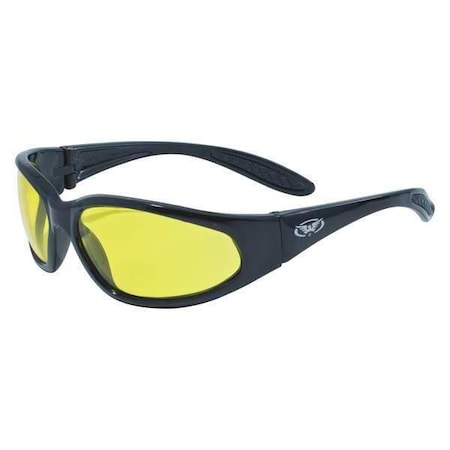 Safety Glasses, Yellow Tint Polycarbonate Lens, Anti-Fog, Scratch-Resistant
