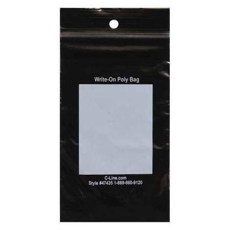 3 X 5 Recloseable Poly Bags, Black, PK 1000