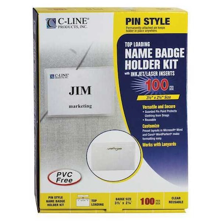 Name Badge,Pin,Insert,3.5 X 2-1/4,PK100