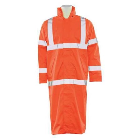 Long Rain Coat,Class 3,Hi-Viz,Orange,M