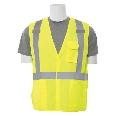 Safety Vest, Woven Oxford, Hi-Viz, Lime, 3XL, Standards: ANSI Class 2