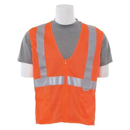 Vest,ANSI,Hi-Viz,Reflective,Orange,2XL