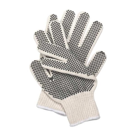 PVC Dotted Knit Gloves, Task & Chore, Cotton, Beige/Black, XL, 1 Pair