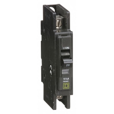 Miniature Circuit Breaker, 20 A, 120/240V AC, 1 Pole, Surface/DIN Rail Mounting Style, QOU Series