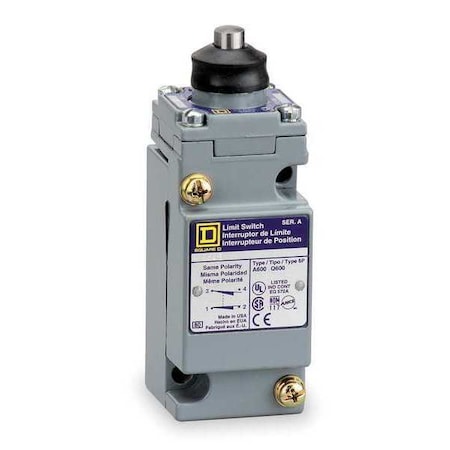 Heavy Duty Limit Switch, Adjustable Push, Rod, 2NC/2NO, 10A @ 600V AC