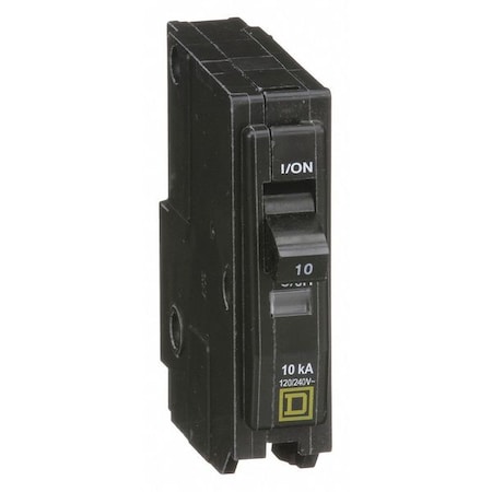 Miniature Circuit Breaker, 10 A, 120/240V AC, 1 Pole, Plug In Mounting Style, QO Series
