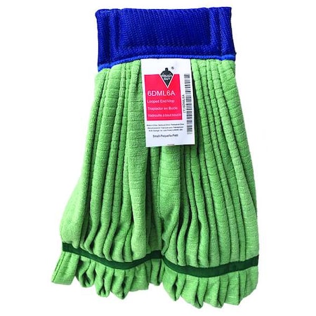5 In Tube Wet Mop, 12 Oz Dry Wt, Quick Change Connection, Looped-End, Green, Microfiber