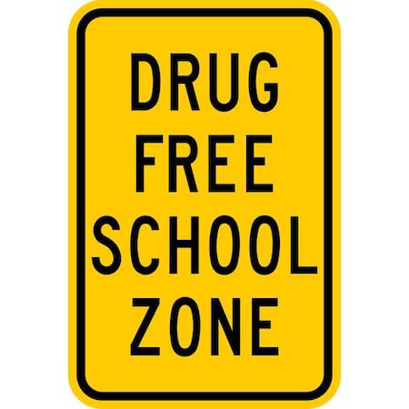 School Zone Sign, 18 In H, 12 In W, Aluminum, Vertical Rectangle, English, DF-019-12HA