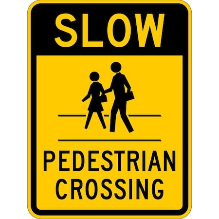 Pedestrian Crossing Traffic Sign, 24 In H, 18 In W, Aluminum, Vertical Rectangle, TR-037-18HA