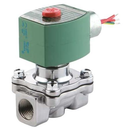 120V AC Aluminum Air And Fuel Gas Solenoid Valve, Normally Open, 1/2 In Pipe Size