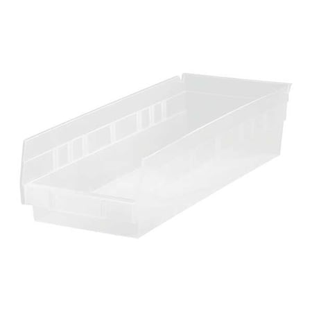 Shelf Storage Bin, Clear, Polypropylene, 17 7/8 In L X 8 3/8 In W X 4 In H, 50 Lb Load Capacity