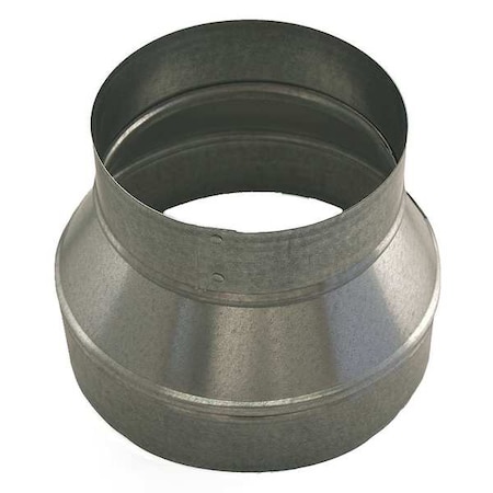 Round Reducer, 6 In X 4 In Duct Dia, Galvanized Steel, 26 GA, 6 In W, 6 L, 7 In H