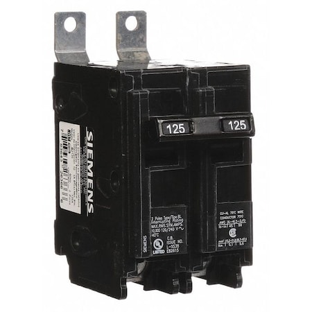 Miniature Circuit Breaker, 125 A, 120/240V AC, 2 Pole, Bolt On Mounting Style, BL Series