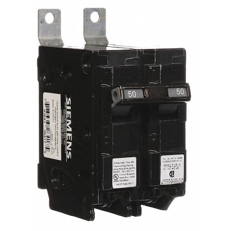 Miniature Circuit Breaker, 50 A, 120/240V AC, 2 Pole, Bolt On Mounting Style, BL Series