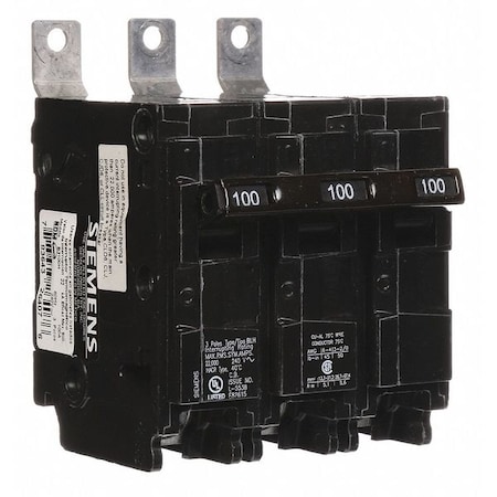 Miniature Circuit Breaker, 100 A, 240V AC, 3 Pole, Bolt On Mounting Style, BL Series