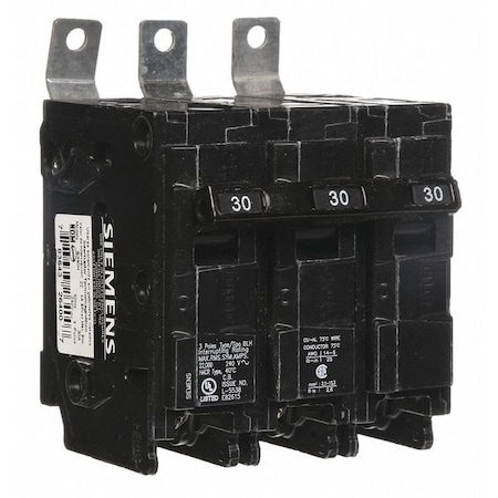 Miniature Circuit Breaker, 30 A, 240V AC, 3 Pole, Bolt On Mounting Style, BL Series