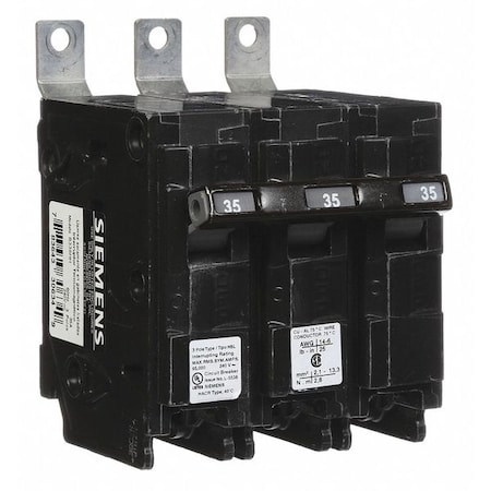 Miniature Circuit Breaker, 35 A, 240V AC, 3 Pole, Bolt On Mounting Style, BL Series