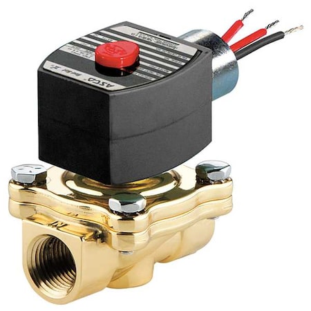 120V AC Brass Solenoid Valve, Normally Closed, 2 In Pipe Size