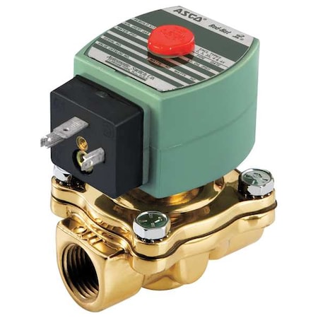24V DC Brass Solenoid Valve, Normally Closed, 1 1/2 In Pipe Size