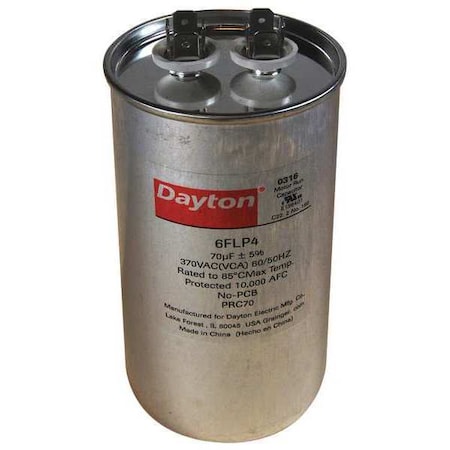 Motor Run Capacitor,70 MFD,370V,Round