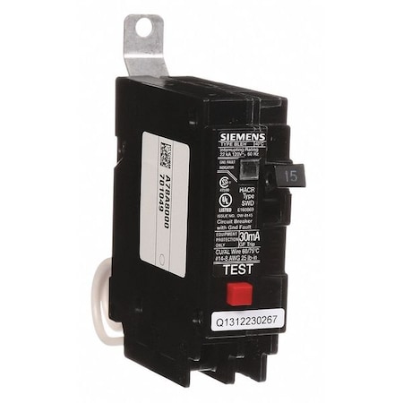 Miniature Circuit Breaker, 15 A, 120V AC, 1 Pole, Bolt On Mounting Style, BLE Series