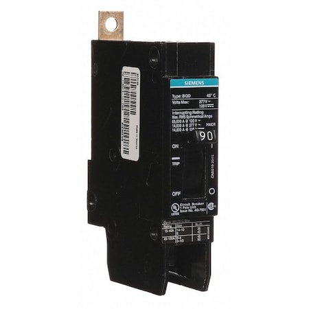 Miniature Circuit Breaker, 90 A, 277V AC, 1 Pole, Bolt On Mounting Style, BQD Series