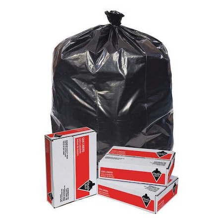 Trash Bags, 96 Gal, 52 In W, 75 In H, 2 Mil Thick, Super Heavy Strength, Black 50 Pack