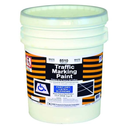 Traffic Zone Marking Paint, 5 Gal., White, Latex Acrylic -Based