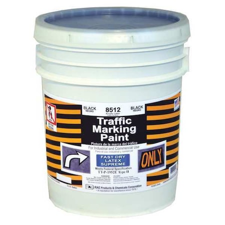 Traffic Zone Marking Paint, 5 Gal., Black, Latex Acrylic -Based