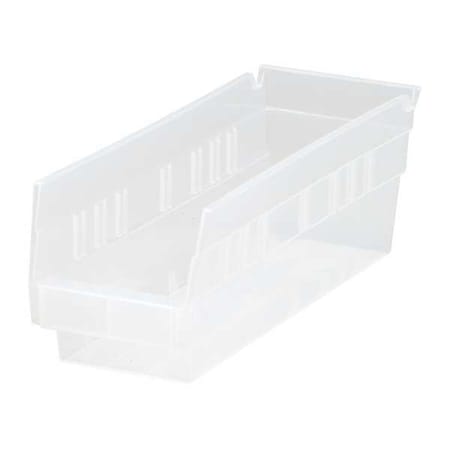 Shelf Storage Bin, Clear, Polypropylene, 11 5/8 In L X 4 1/8 In W X 4 In H, 50 Lb Load Capacity