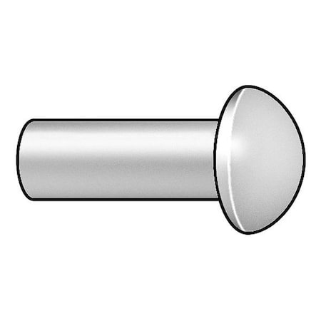 Solid Rivet, Round Head, 0.25 In Dia., 1.25 In L, Aluminum Body, 50 PK