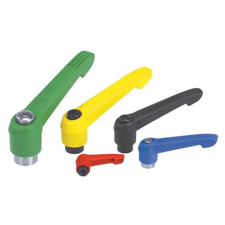 Adjustable Handle Size: 1,, 10-24, Plastic, Blue RAL 5017, Comp: Steel
