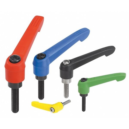 Adjustable Handle Size: 2, M06X25, Plastic, Yellow RAL 1021, Comp: Steel