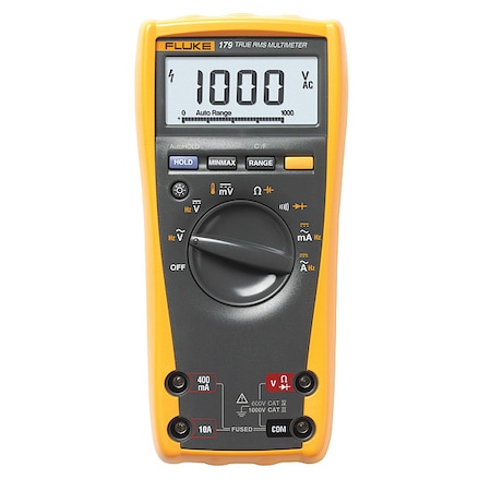 Digital Multimeter, 1,000 Max. AC Volts, 1,000 Max. DC Volts, 10 Max. AC Amps, 10 Max. DC Amps