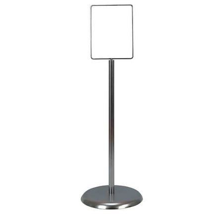 Sign Holder,Pedestal,7x11,Metal,Chrome