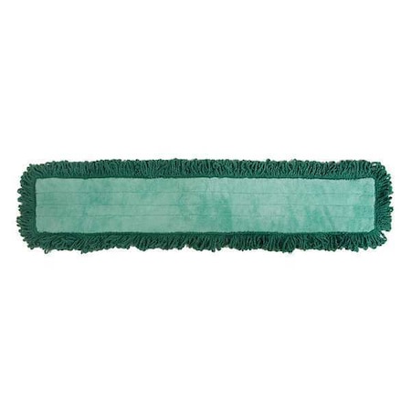 48 In L Dust Mop, Slide On Connection, Pad End, Green, Microfiber