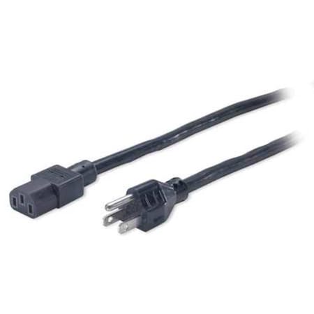 Power Cord, 5-15P, SJT, 8 Ft., Blk, 12A, 14/3