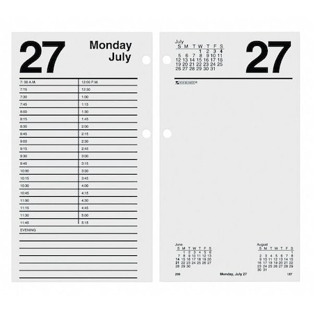 4-1/2x8 Daily Desk Calendar Refill, White