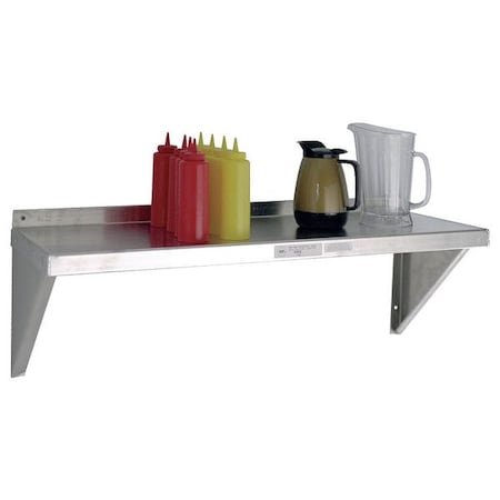 Aluminum Wall Shelf, 15D X 60W X 13-1/4H, Silver