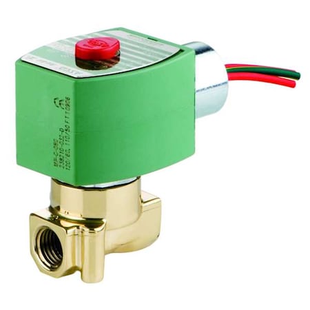 24V DC Brass Solenoid Valve, Normally Open, 1/4 In Pipe Size