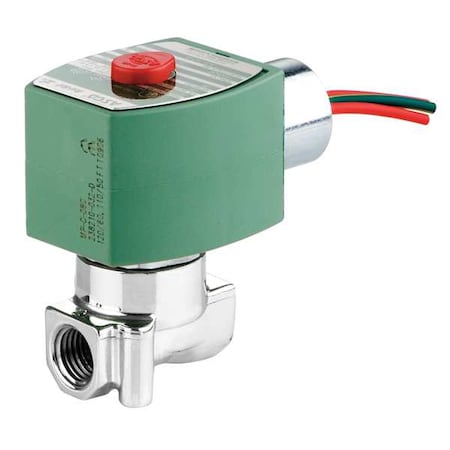 120V AC Stainless Steel Solenoid Valve, Normally Closed, 1/8 In Pipe Size