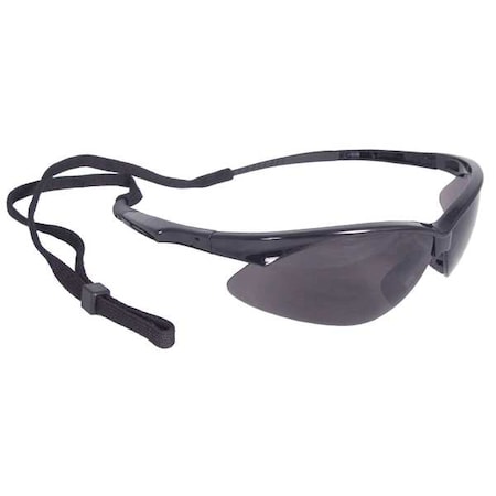 Safety Glasses, Wraparound Smoke Polycarbonate Lens, Scratch-Resistant