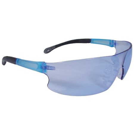 Safety Glasses, Wraparound Light Blue Polycarbonate Lens, Uncoated