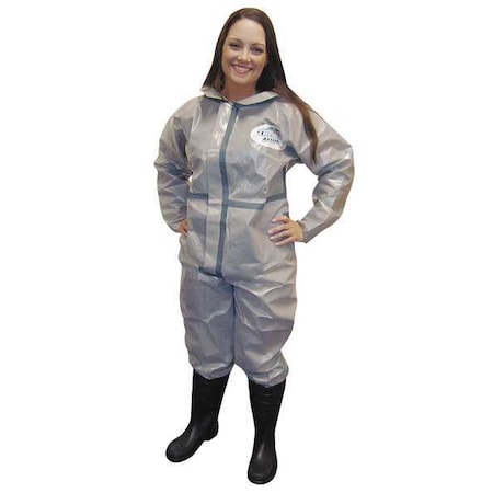 Collared Chemical Resistant Coveralls, Gray, Zipper