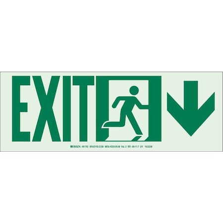 EXit Sign,5X14,GRN/WHT,EXit,SURF,PK10